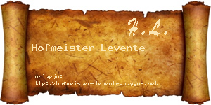 Hofmeister Levente névjegykártya